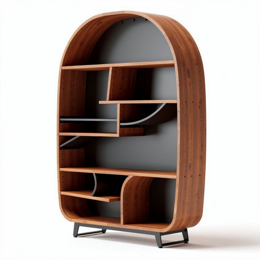 Étagère en bois naturel avec design moderne pour rangement multifonctionnel 150 x 80 x 200cm