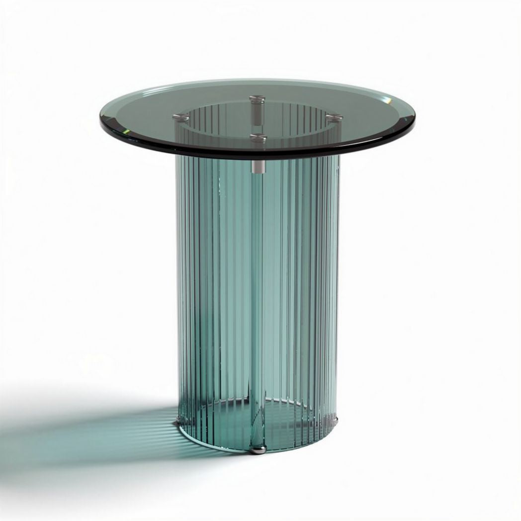 Table d'appoint en plastique translucide bleue 30 x 30 x 40cm