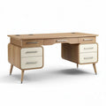 Bureau en bois naturel avec tiroirs de rangement dimensions 150 x 60 x 75cm