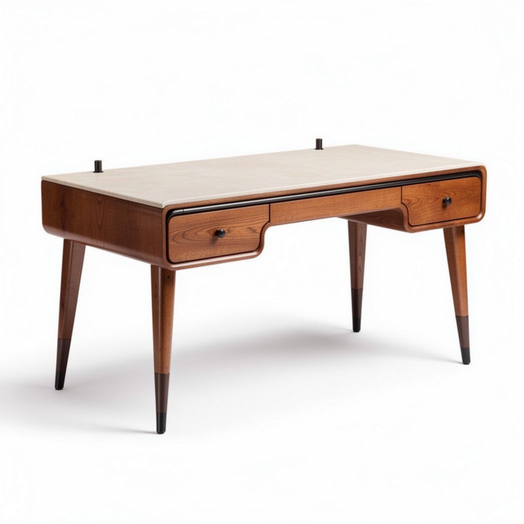 Bureau en bois de chêne avec deux tiroirs dimensions 120 x 60 x 75cm