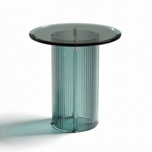 Table d'appoint en plastique translucide bleue 30 x 30 x 40cm