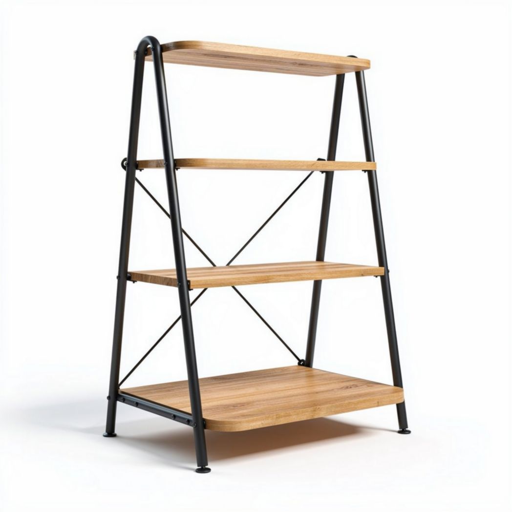 Étagère en bois de chêne et métal gris dimensions 80 x 40 x 180cm
