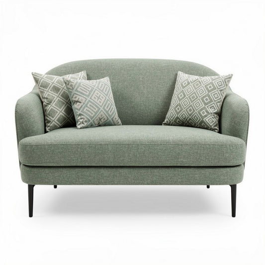 Canapé en tissu vert avec coussins décoratifs 150 x 80 x 70cm